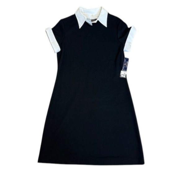 NWT American Living Women's Black Short‎ Sleeve Collared Shirt Dress - Size 12 - Picture 1 of 13